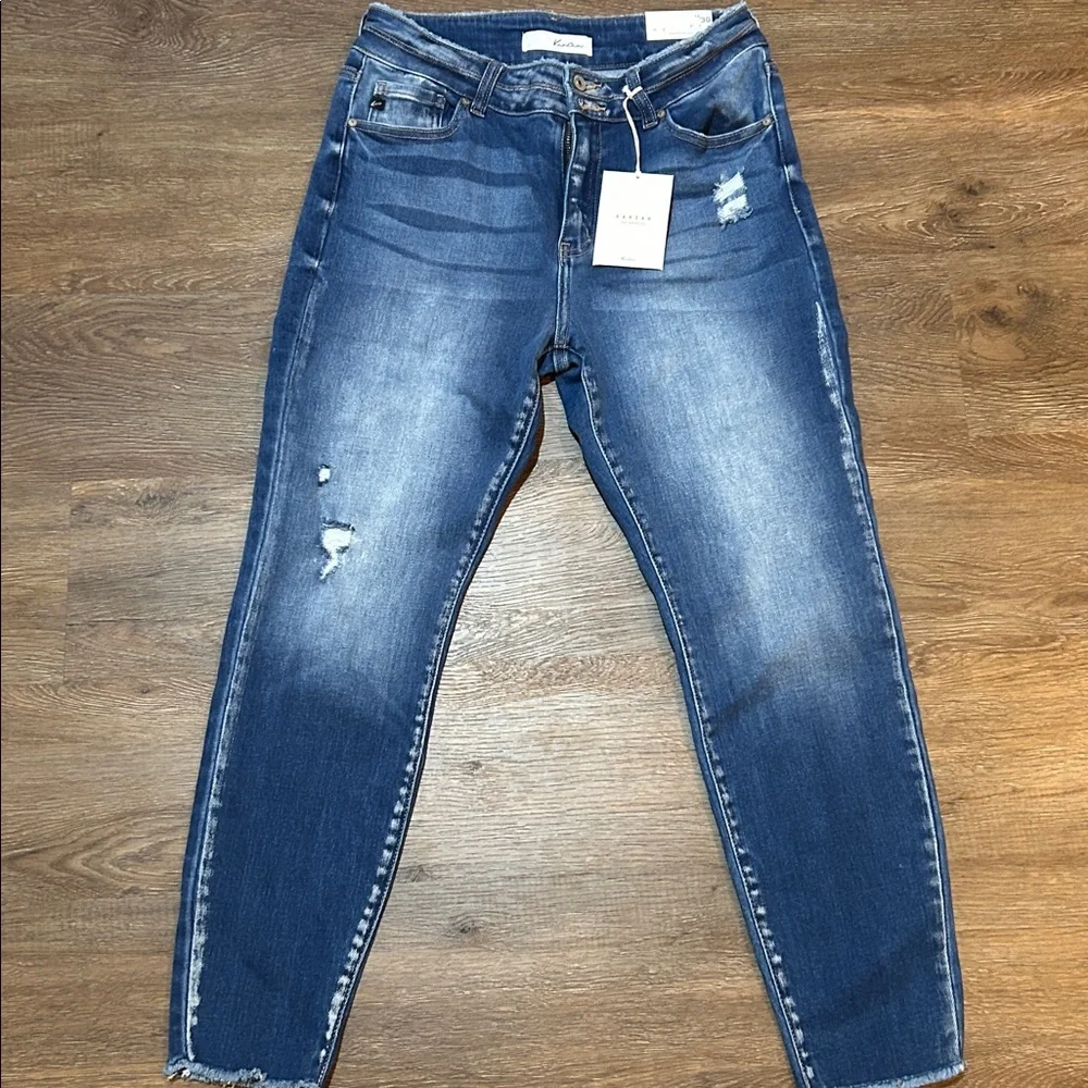 KanCan Blue Distressed High Rise Ankle Skinny Jeans •NWT• - Picture 2 of 11